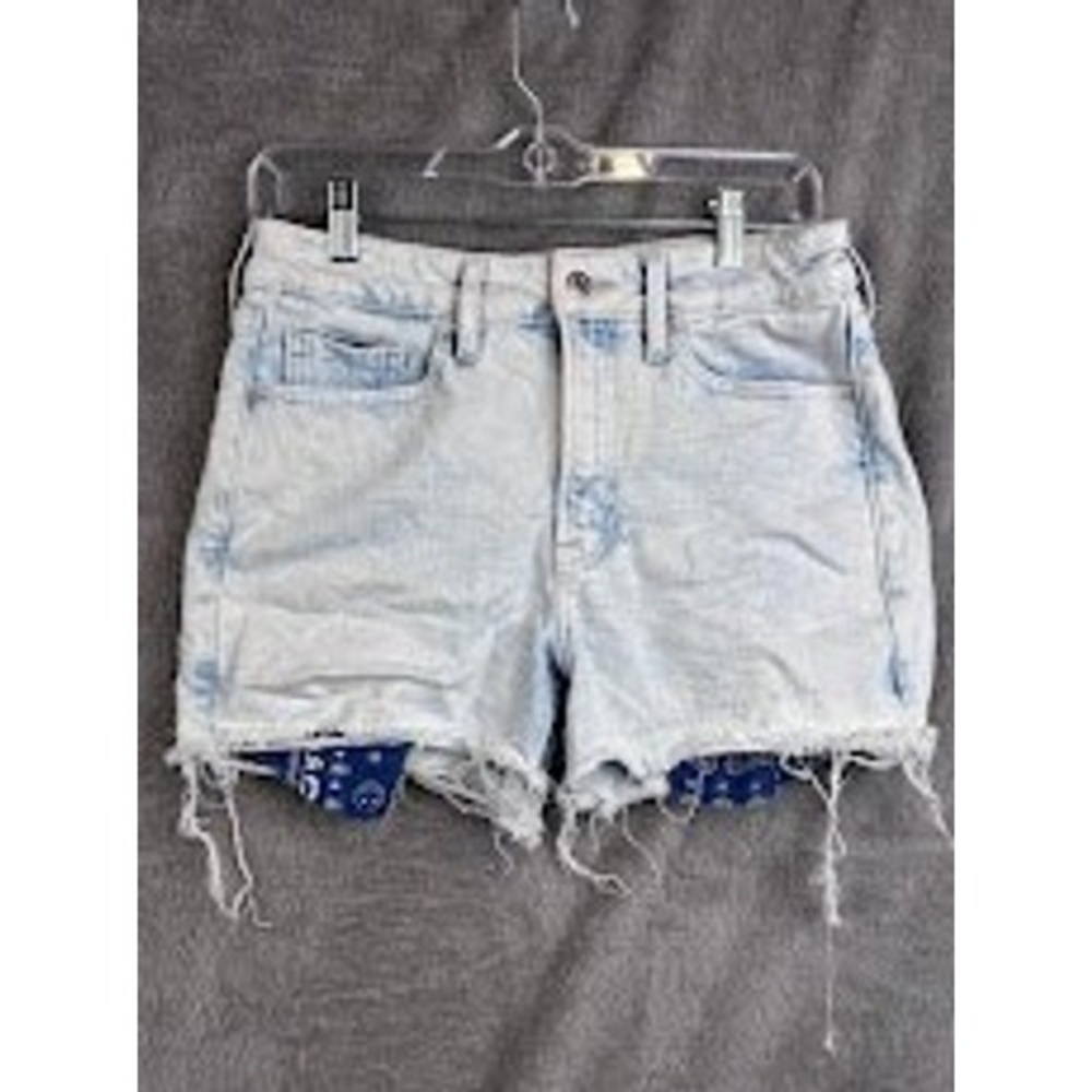 Old Navy O.G.‎ High Rise Denim Shorts Blue Acid Wash Frayed Hem Distressed